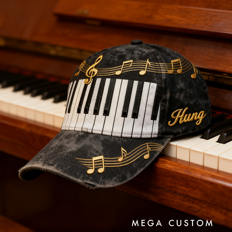 Personalized Graphic 3D Print Piano Baseball Cap with Your Name for Music Lover Perfect Gift for Birthday Holiday Concert Christmas