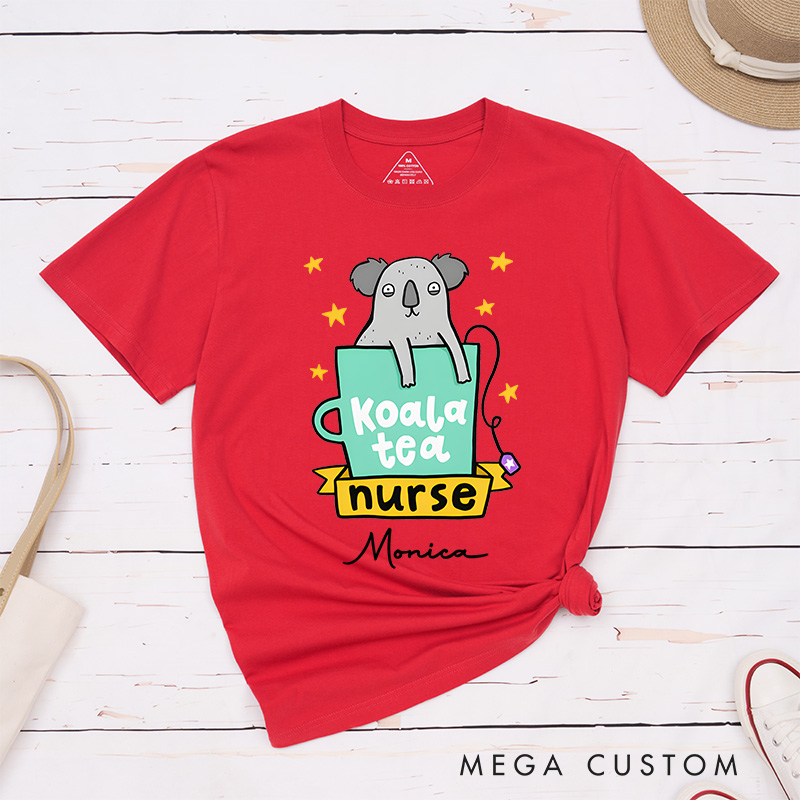 Personalized Nurse T-Shirts Koala Tea Nurse Fashion Design T-Shirts