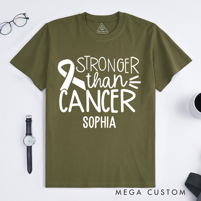 Personalized Stronger Than Cancer Awareness Inspirational Design T-shirt Motivational Gift