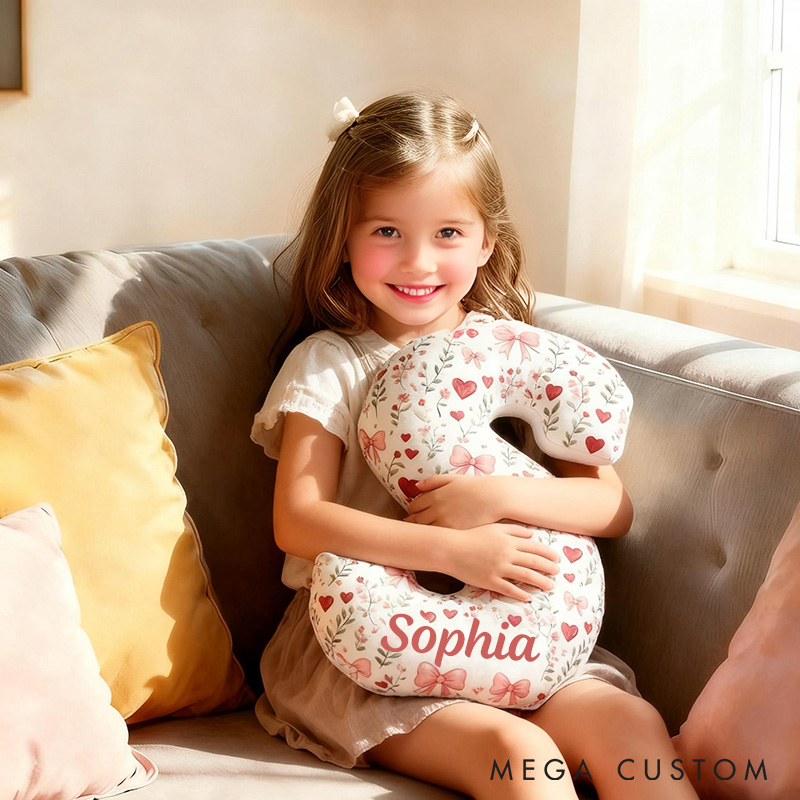 Personalized Flower Girl Floral Initial Pillow Home Decor Pillow Flower Girl Christmas Pillow
