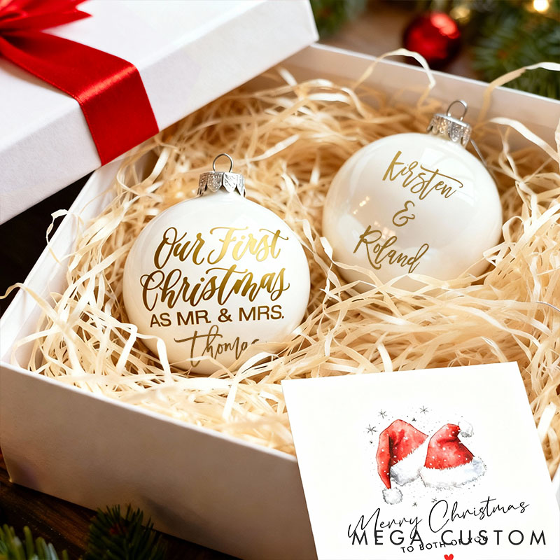 Personalized Couple Wedding Ornament Our First Christmas Bulb Ball Newlywed Xmas Gift Ball Couple Christmas Decor
