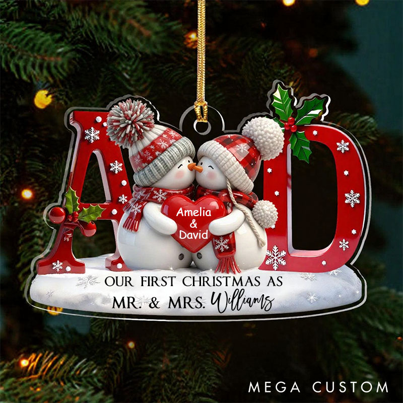 Personalized Snowman Couple Ornament Our First Christmas Ornament Newlyweds Christmas Gift Romantic Keepsake for Couples 2025