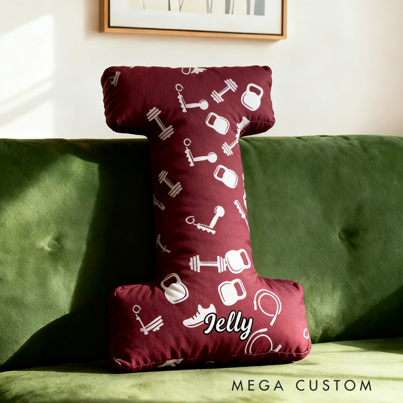 Personalized Fitness Letter Pillow Graphic 3D Print Funny Letter Pillow Custom Name Pillow Comfortable Christmas Decor for Gym Lovers
