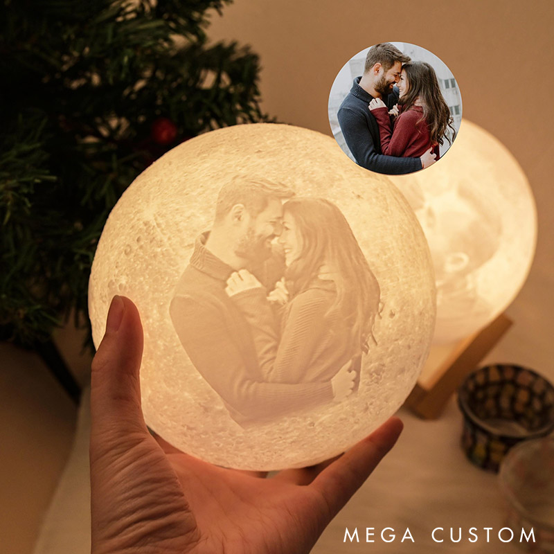 Personalized Couple Photo Moon Night Light Custom Moon Touch Lamp form Your Own Picture 3D Printed Lunar Led Table Lamp Anniversary Christmas Gift
