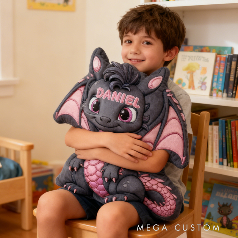 Personalized Cute Little Dinosaur with Name Graphic 3D Print Pillow Christmas Gift for Kids Birthday Gift