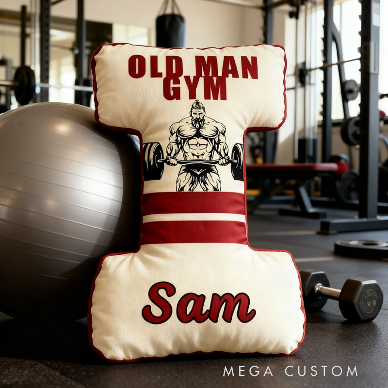 Personalized Old Man Gym Letter Pillow Graphic 3D Print Funny Letter Pillow Custom Name Pillow Comfortable Christmas Decor for Gym Lovers