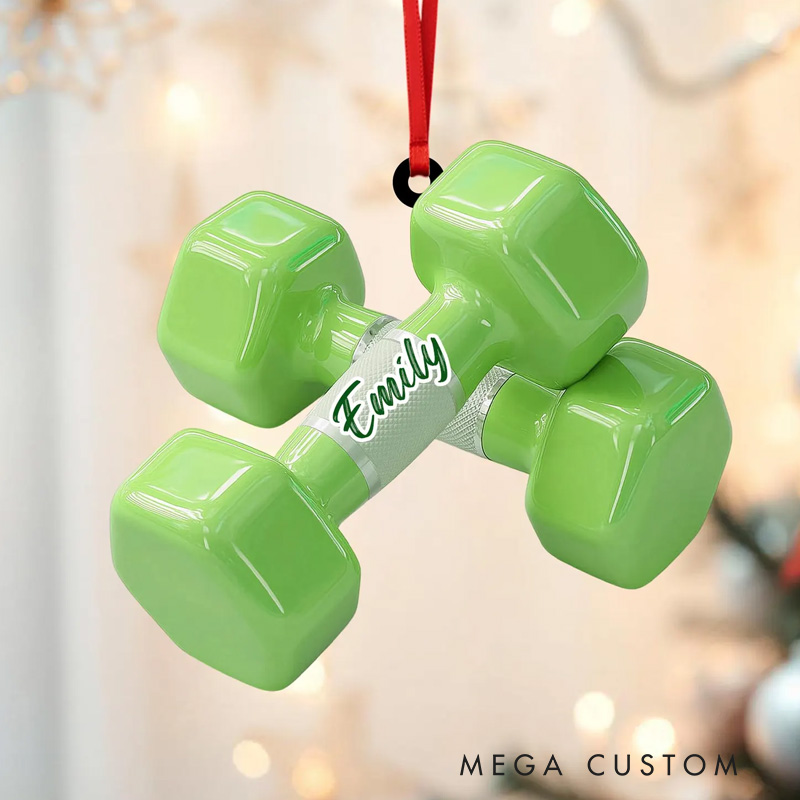 Personalized Custom Name Pink Dumbbell Ornament Fitness Keepsake Fitness Lovers Gifts for Gym Lovers