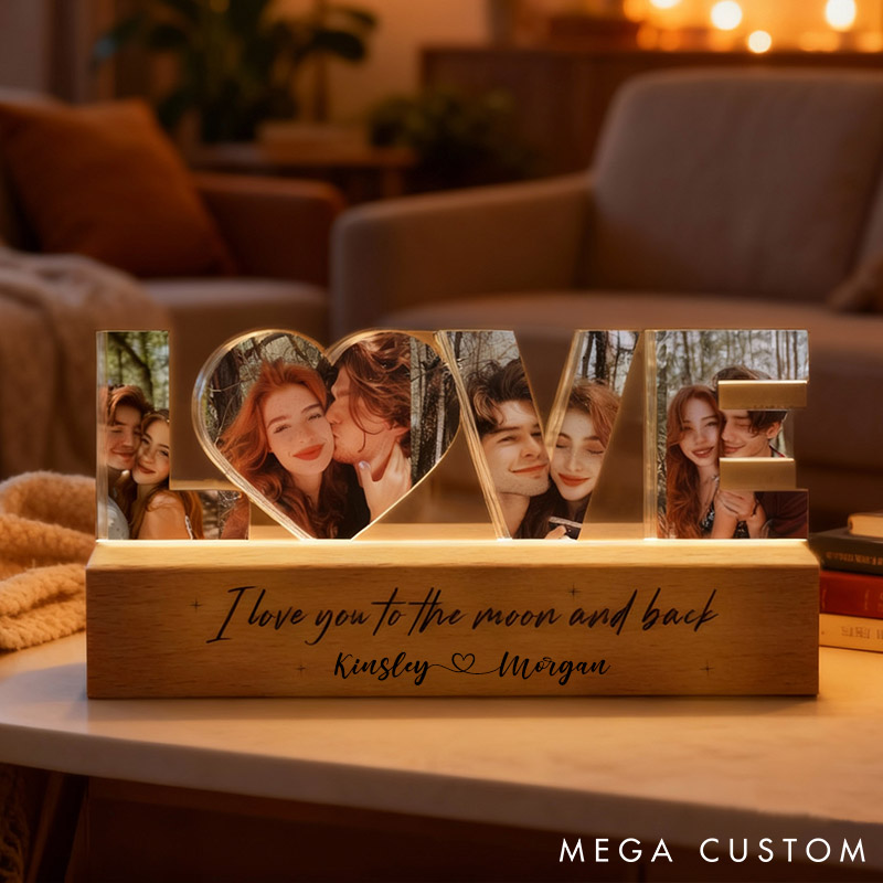 Personalized Couple Photo LOVE Collage Night Light Custom Night Lamp from Your Own Picture First Christmas Gift for Girlfriend Valentine's Day Gift