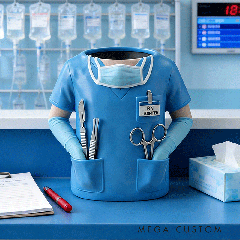 Personalized Nurse Shirt Pencil Holder Custom Name Medical Desk Organizer 3D Printed Gift for Nurses and Med Students