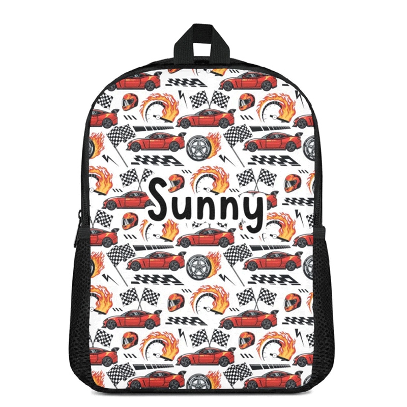 Personalized Racing Car Backpack with Custom Name Unique Backpack for Kids