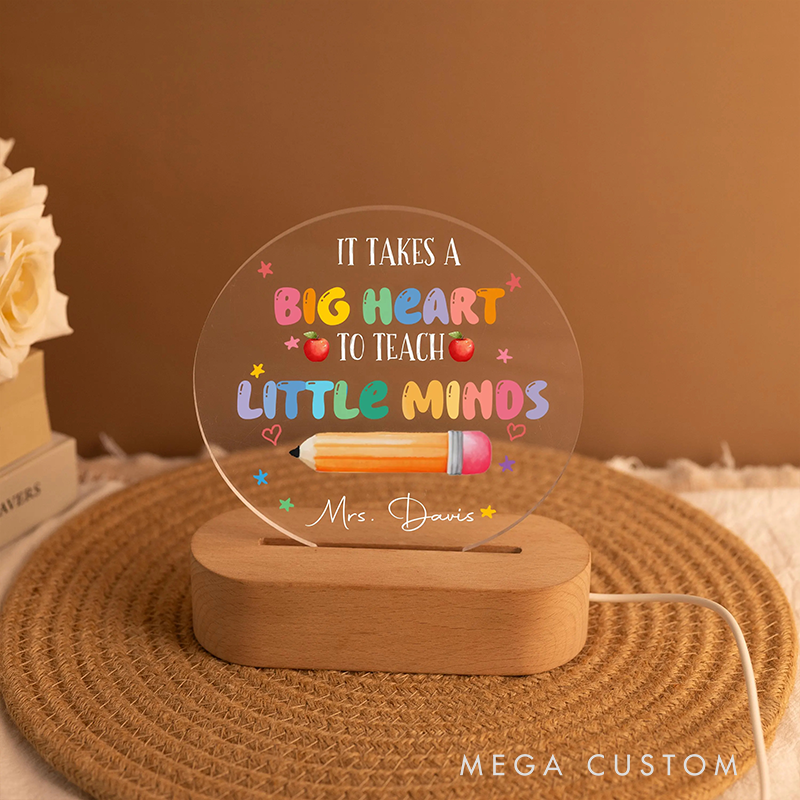 Personalized Teacher LED Desk Lamp with It takes a Big Heart to Teach Little Minds Design Unique Gift for Teachers