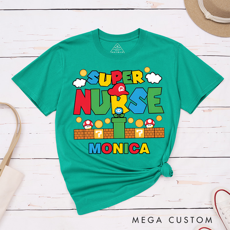 Personalized Nurse T-Shirts Super Nurse Hero of Care Fashion Design T-Shirts