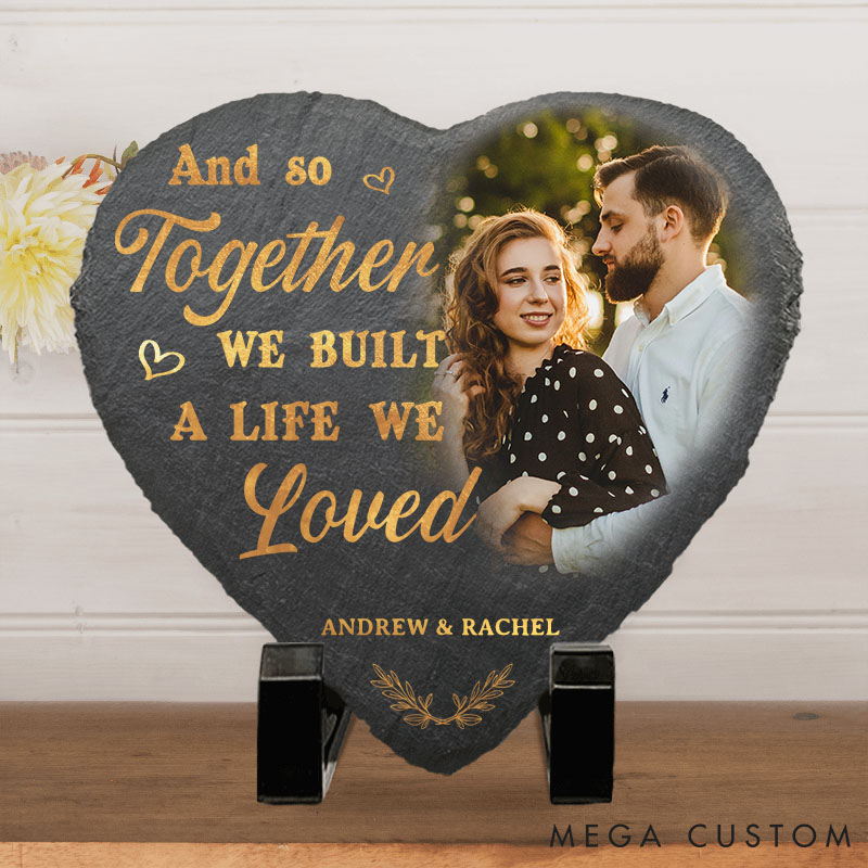 Personalized Couple Photo My Favorite Place In All The World Is Next To You Heart Shaped Stone With Stand First Christmas Gift Valentine's Day Gift