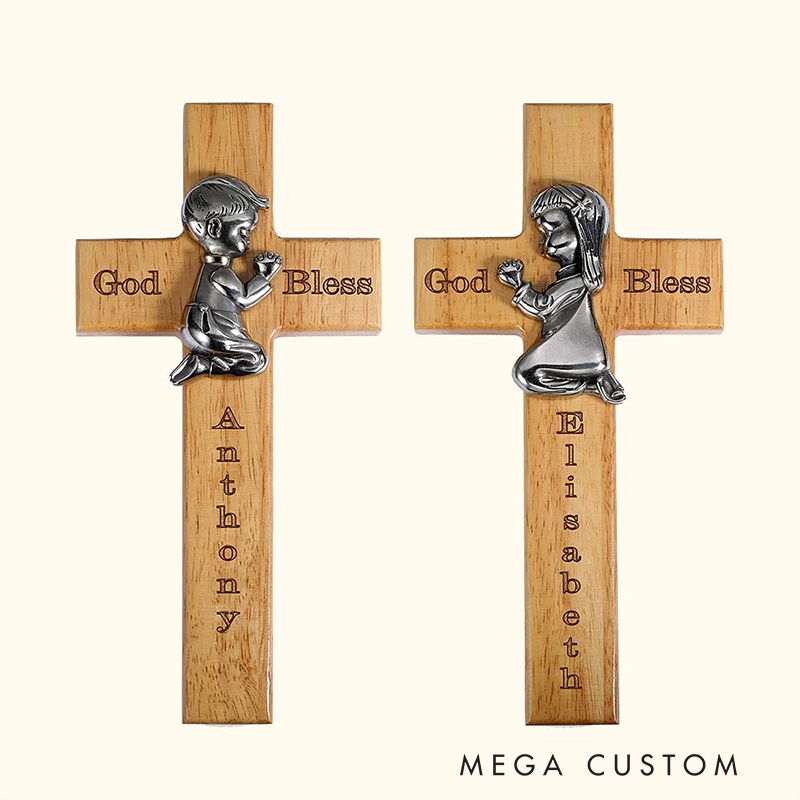 Personalized Wood Blessing Cross with Name Religious Gift Faith Inspired Home Decor Gift First Communion Baptism Gift for Girls and Boys