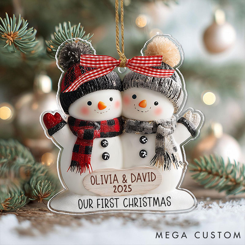 Personalized Acrylic Snowman Couple Ornament 2025 Mr and Mrs Christmas Ornament Gift Couple Holiday Decor