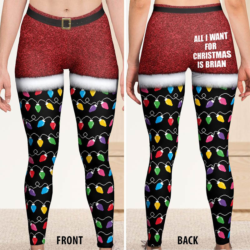 Personalized Funny Boyfriend Husband Face Leggings Woman All I Want For Christmas Leggings with Man Face Photo Xmas Gift for Girlfriend Wife