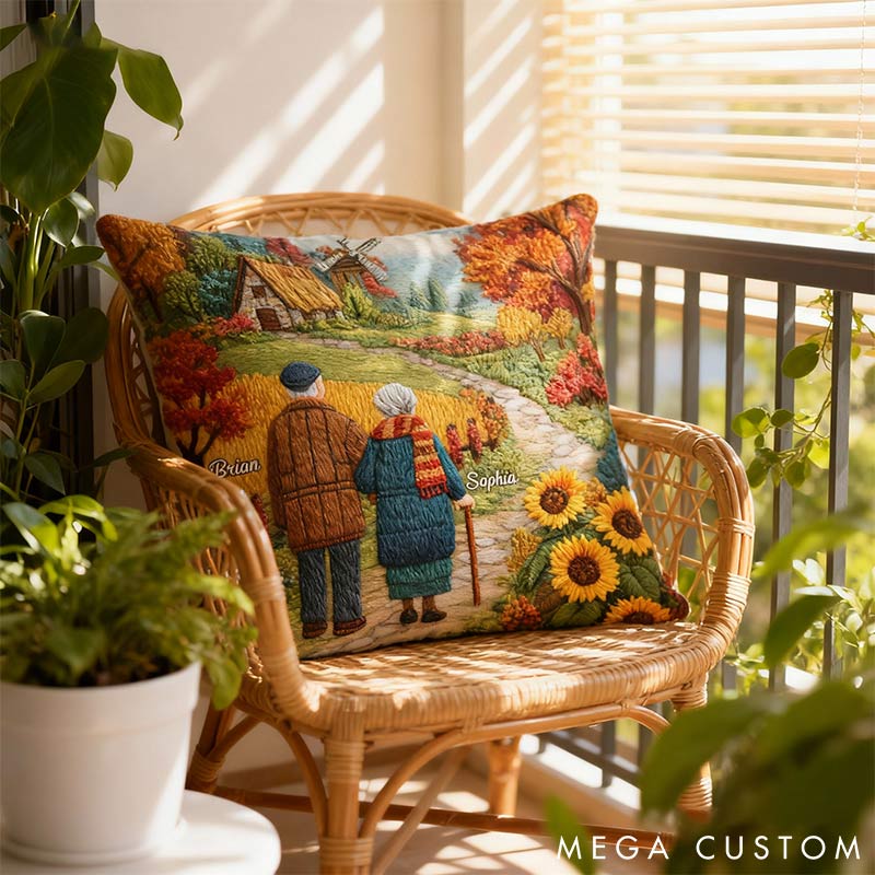 Personalized Countryside View Couple Pillow Custom Names Couple Home Pillow Romantic Anniversaries Gift for Husband Wife for Home