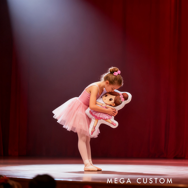 Personalized Ballet Girl Pillow with Your Name Soft Stuffed Toy for Kids Unique Decorative Cushion for Girls' Room and Dance Studio
