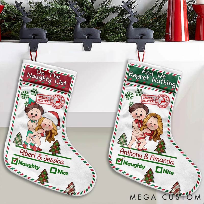 Personalized Couple Naughty or Nice Couple Christmas Stockings Sex Couple Love Position Christmas Stockings Gift for Couple for Husband Wife