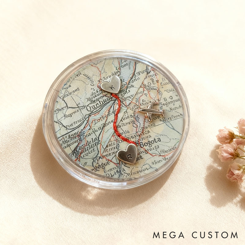 Personalized Couple Long Distance Pocket Hug Coin Custom Couple 2 Cities Coin with text Anniversary Gift For Him Her Valentine's Day Gift