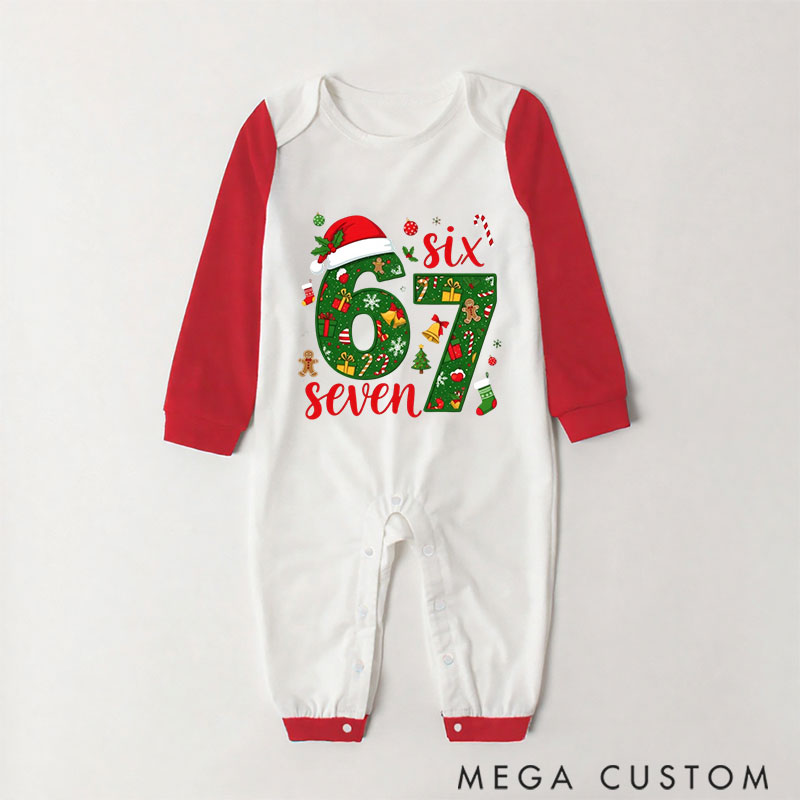 Personalized Six Seven Christmas Hat Theme Fashion Print, Comfortable Soft Fabric, Holiday Christmas Gift Essential Pajamas Gift for Family