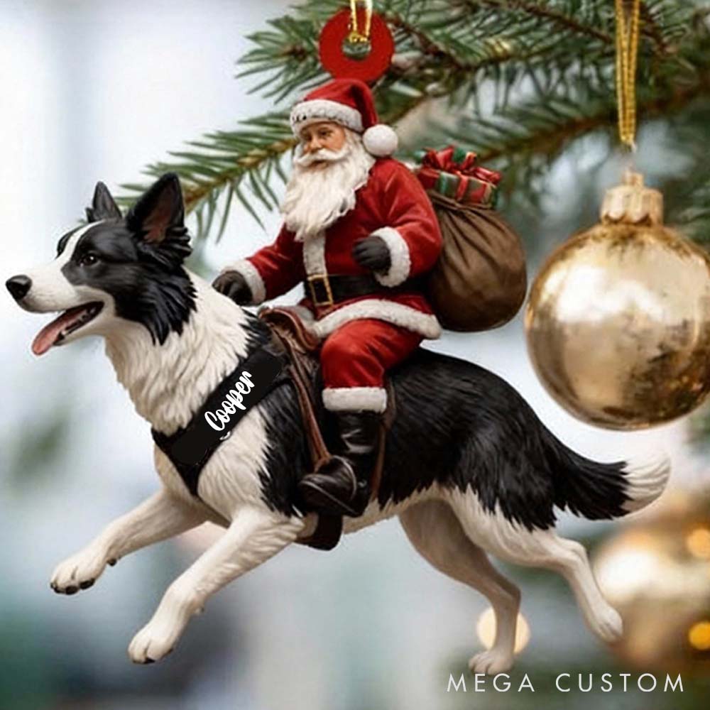 Personalized Pet Lover Santa Riding German Shepherd Christmas Ornament