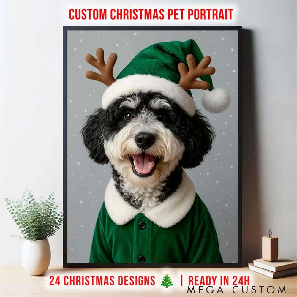 Personalized Pet Lover Custom Christmas Pet Portrait
