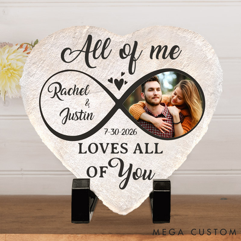Personalized Couple Photo From Our First Kiss Till Our Last Breath Heart and Square Shaped Stone with Stand First Christmas Gift Valentine's Day Gift