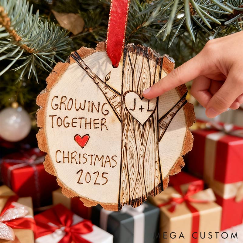 Personalized 5th Anniversary Wooden Ornament Growing Together Wood Anniversary Gift for Couples Husband Wife Christmas Gift for Couple