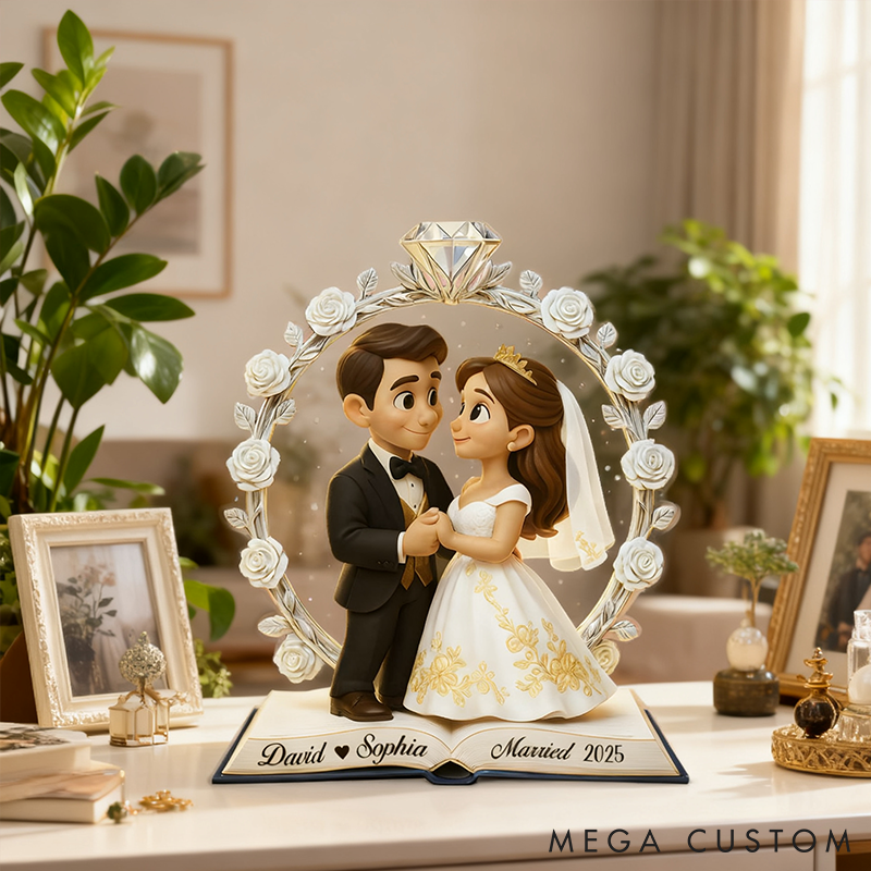 Personalized Couple Wedding Photo Acrylic Plaque Custom Newlyweds Mr and Mrs Plaque from Your Own Picture Our First Christmas Gift for Him Her