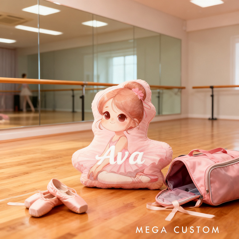 Personalized Ballet Dancer Girl Pillow with Your Name Soft Stuffed Toy for Kids Unique Decorative Cushion for Girls' Room