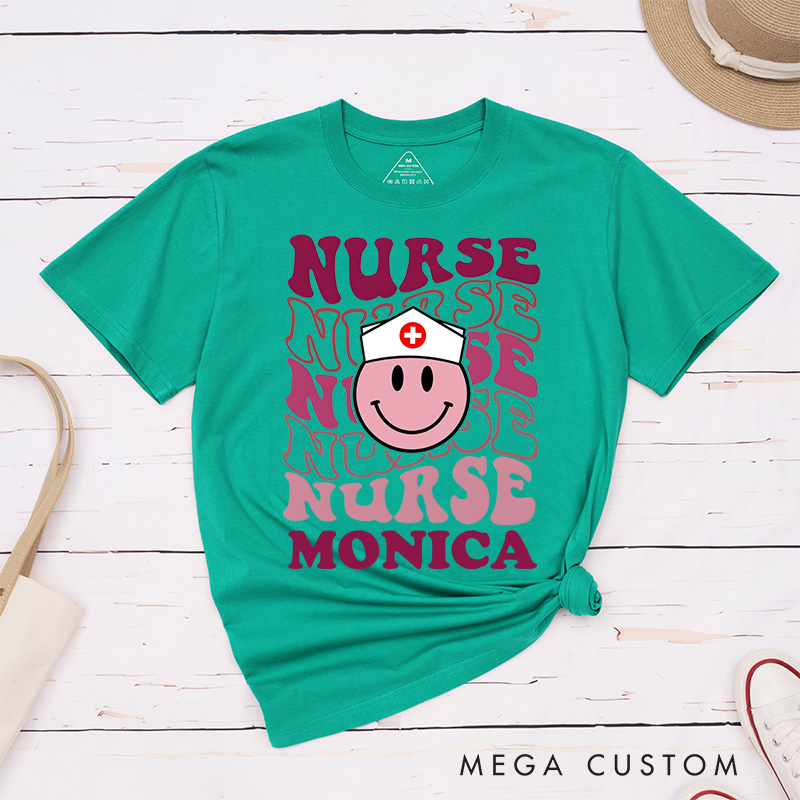 Personalized Nurse T-Shirts Smiling Nurse Pride Fashion Design T-Shirts
