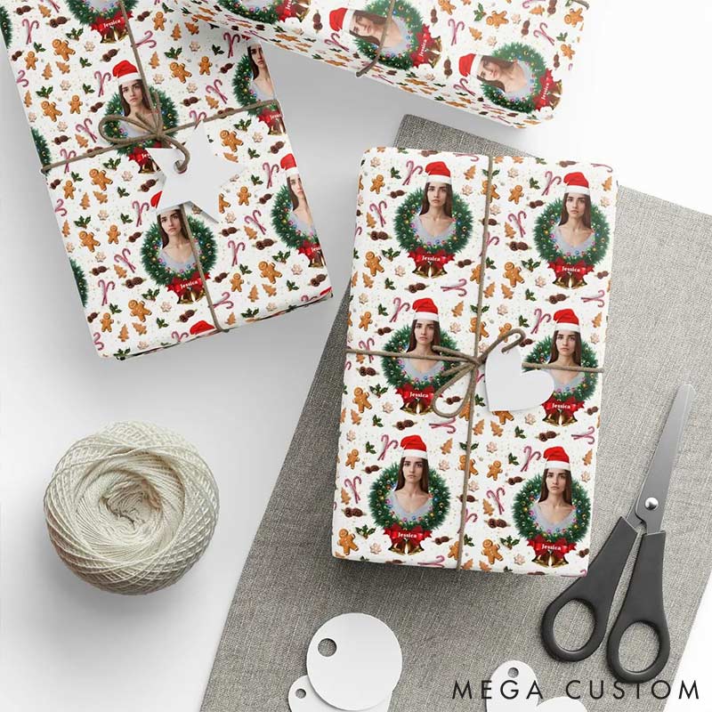Personalized Funny Christmas Face Photo Cutout Wrapping Paper Unique Photo Gift Xmas Wrap Paper Best Xmas Gift for Boyfriend Girlfriend