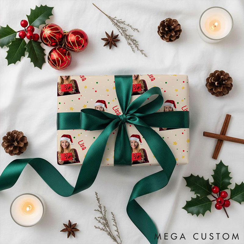 Personalized Funny Christmas Face Photo Cutout Wrapping Paper Unique Photo Gift Xmas Wrap Paper Best Xmas Gift for Boyfriend Girlfriend