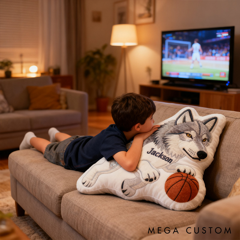 Personalized Wolf Pillow with Custom Name Design