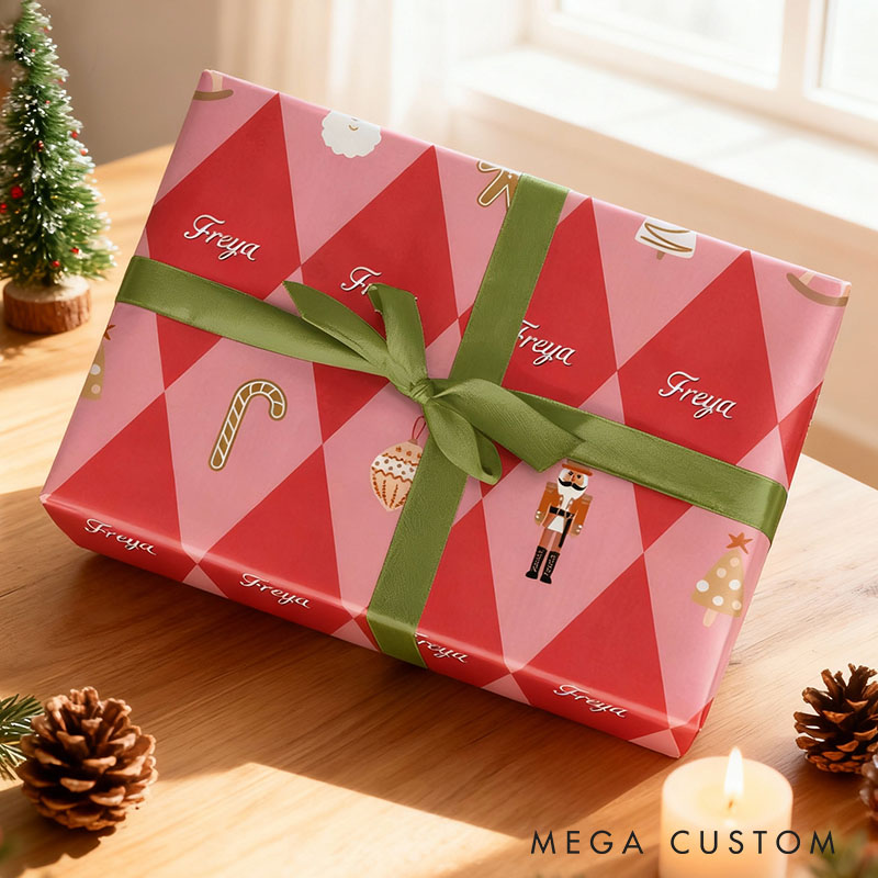 Personalized Harlequin Christmas Wrapping Paper Custom Couple Christmas Wrapping Paper Holiday Gift Wrap for Girlfriend Wife Boyfriend Husband