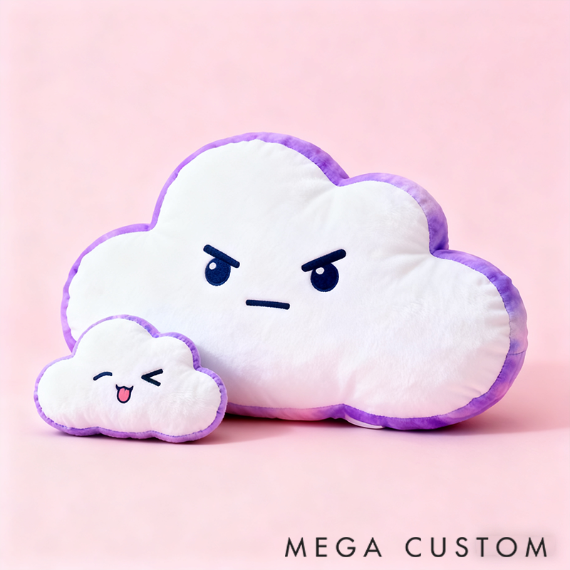 Personalized Graphic 3D Print Pillow Cloud Family Theme Choose Your Emoji