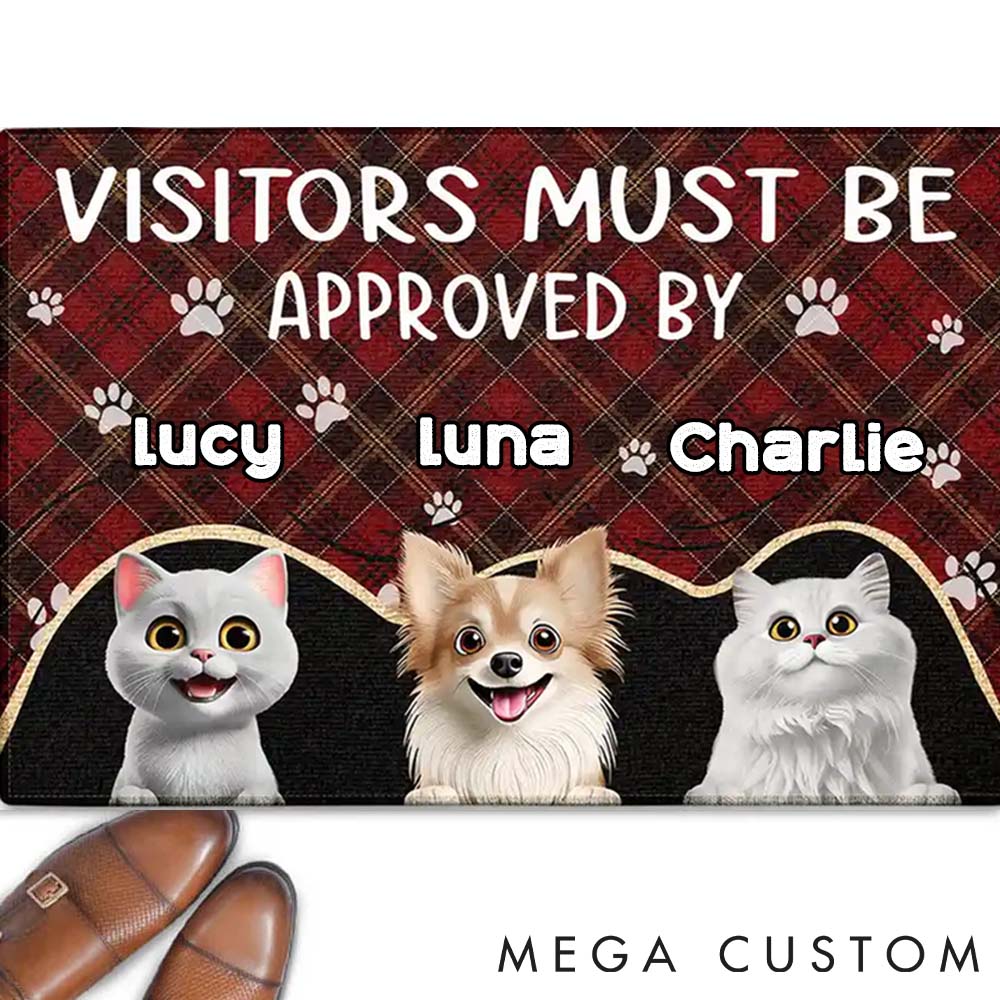 Personalized Pet Lover Visitors Must be Approved by the Pet Christmas Doormat