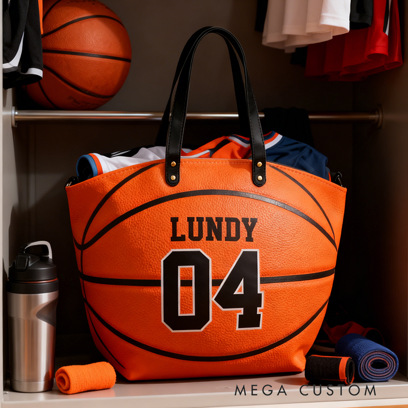Personalized Basketball Texture Tote Bag Design, Stylish & Functional for Basketball Enthusiasts Custom Name & Number