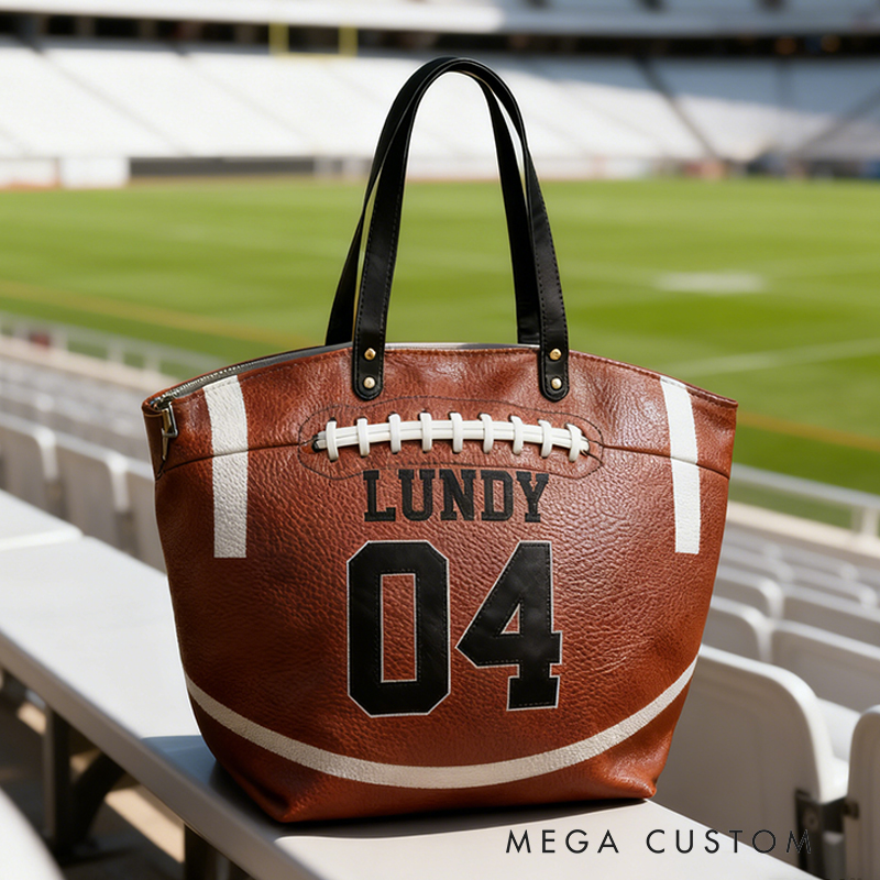 Personalized Football Texture Tote Bag Design, Stylish & Functional for Football Enthusiasts Custom Name & Number