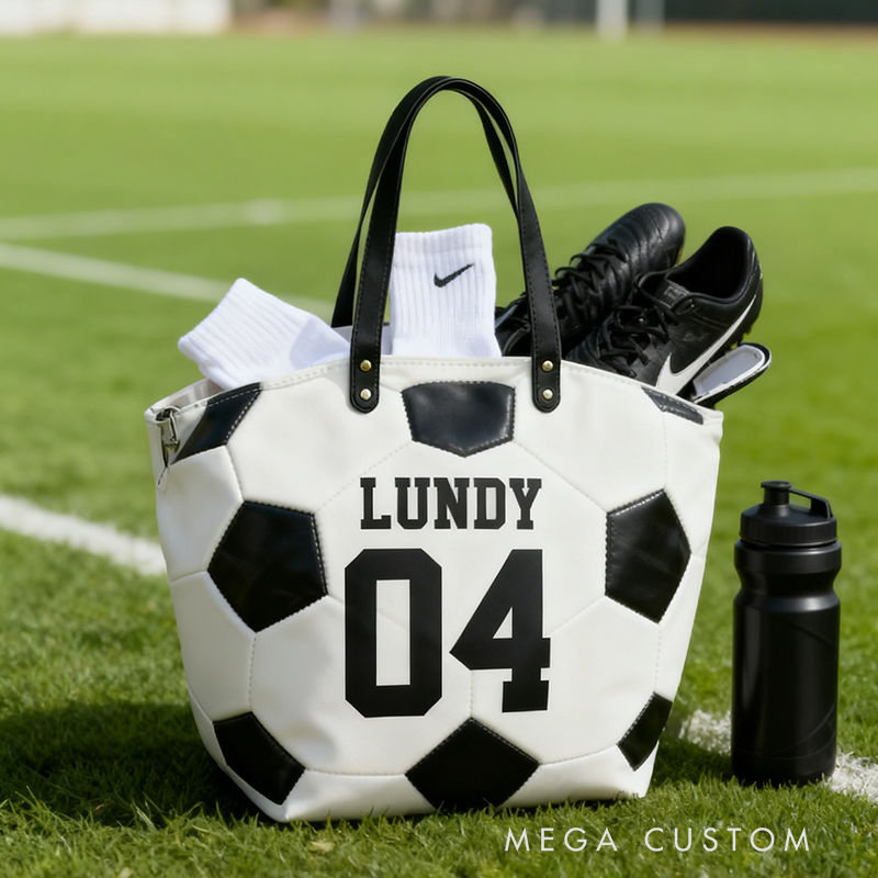 Personalized Soccer Texture Tote Bag Design, Stylish & Functional for Soccer Enthusiasts Custom Name & Number