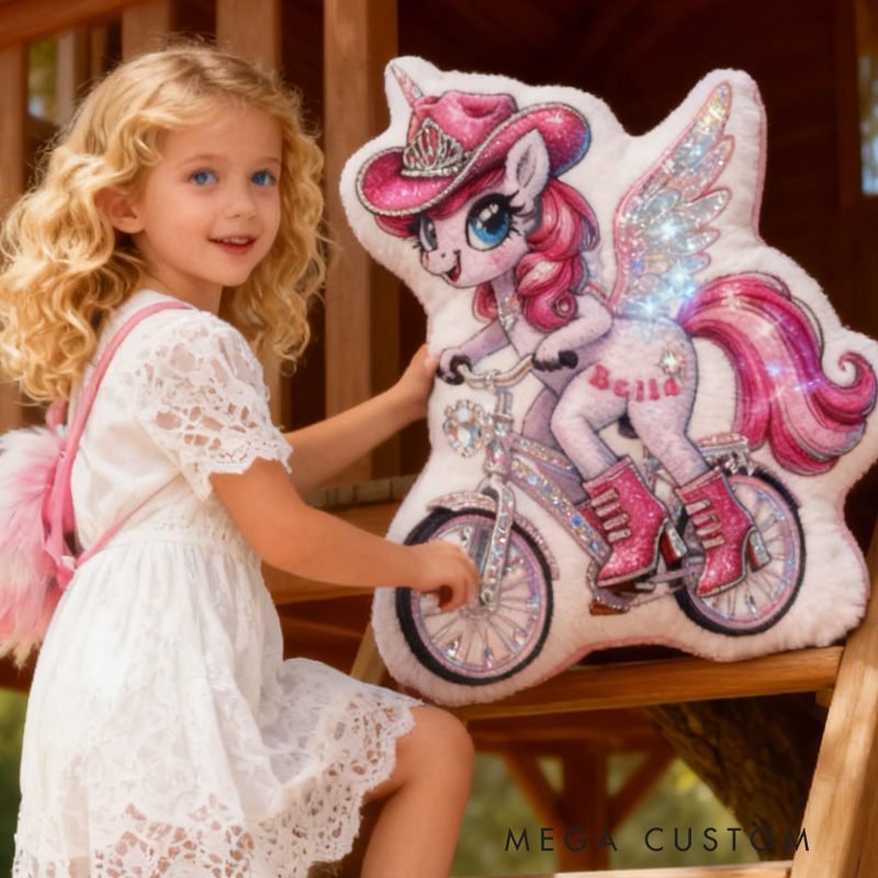 Personalized Pink Princess Pillow Cozy Dreaming Diamond Princess Graphic 3D Print Pillow Name Pillow Comfortable Travel Cushion for Kids Girls Riding Lovers