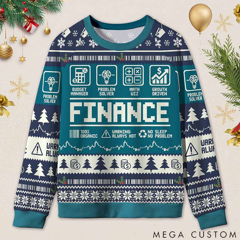 Personalized Funny Accounting Finance Ugly Christmas Sweater Gift for Accounting Finance Professionals