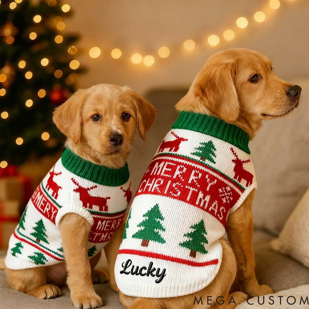 Personalized Dog Sweater with Name Christmas Gifts Ugly Sweater