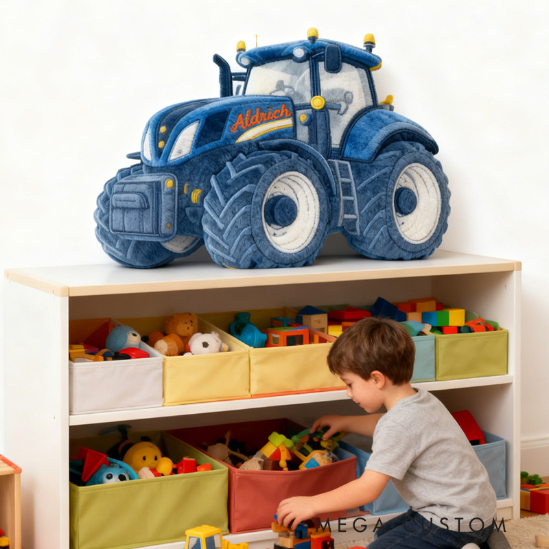 Personalized Tractors Letter Pillow with Custom Name Kids Room Decor Gift for Boys Christmas Gift 3D Print