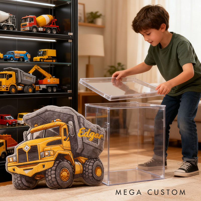 Personalized Truck Pillow with Custom Name Kids Room Decor Gift for Boys Christmas Gift 3D Print