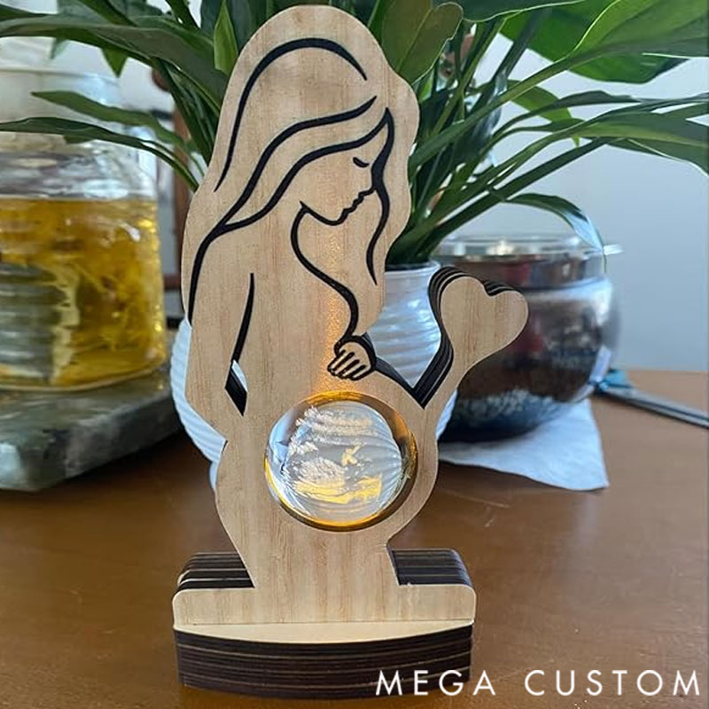 Personalized Baby Ultrasound Photo Frame Sign,Customized B-ultrasound Photo 3d Crystal Ball Light,Pregnant Wife Gifts From Husband,Expecting Mom Gift For Pregnant Friend,Baby Shower Memorial