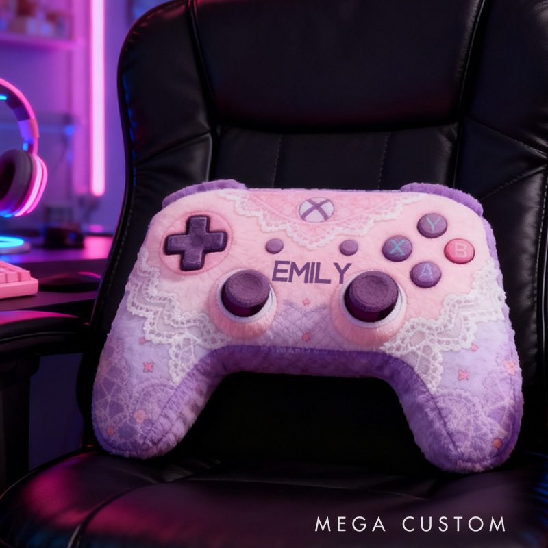 Personalized Graphic 3D Print Lace Game Controller Shaped Pillow for Game Lovers Plush Pillow Christmas Birthday Party Gift for Kids
