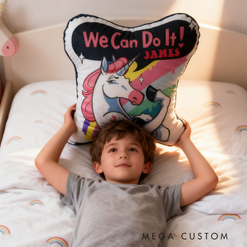 Personalized Fitness Magical Animals Pillow Rainbow Throw Pillow We Can Do It Graphic 3D Print Trainer Fitness Planner Decoration Pillow Exercise Sport Gym Rat Weightlifting Pillow for Kids Gym Lovers