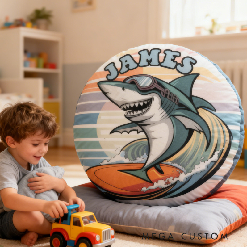 Personalized Suring Shark Pillow Rainbow Throw Pillow Graphic 3D Print Surfing Skateboarding Fitness Decoration Pillow Exercise Sport Pillow for Kids Surfing Skateboarding Lovers